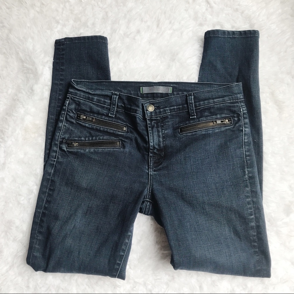 J Brand Zoey Triple Zip Skinny Jeans Size 28 York Dark Wash Medium to Low Rise